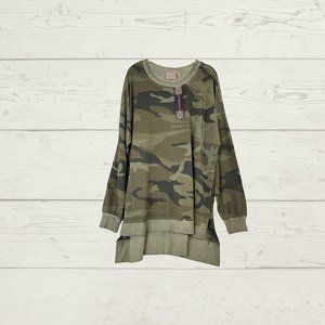 Dantelle Top Sweatshirt Tunic Camo Green Plus Size 1X